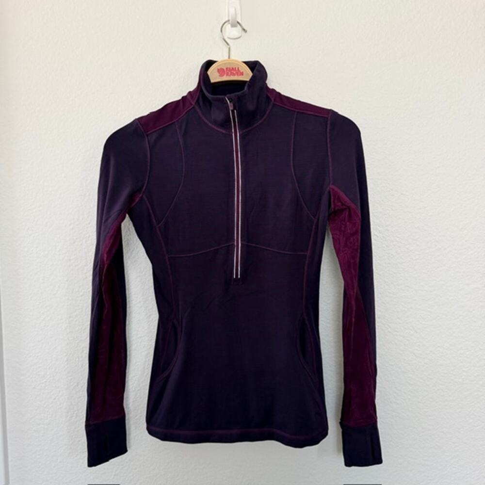 Lululemon Star Runner Pullover Hyper Stripe Plum/Plum Women 10 Half Zip Stretch - Picture 3 of 16